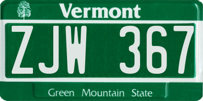 VT license plate ZJW367
