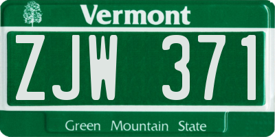 VT license plate ZJW371