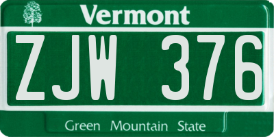 VT license plate ZJW376