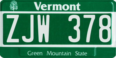 VT license plate ZJW378