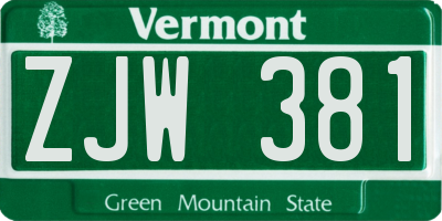 VT license plate ZJW381