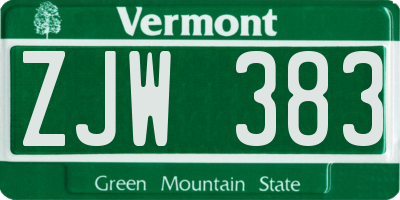 VT license plate ZJW383