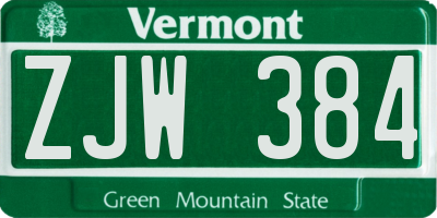VT license plate ZJW384