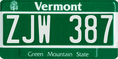 VT license plate ZJW387
