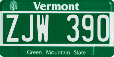 VT license plate ZJW390