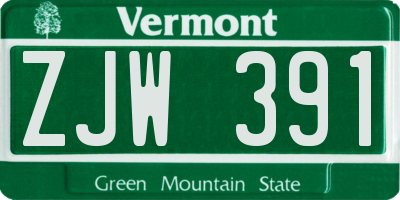 VT license plate ZJW391
