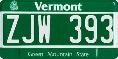 VT license plate ZJW393