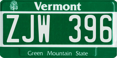 VT license plate ZJW396