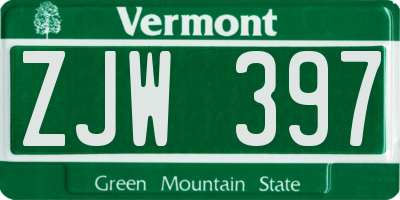 VT license plate ZJW397