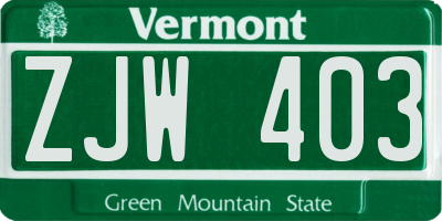 VT license plate ZJW403