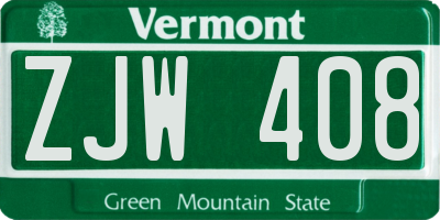 VT license plate ZJW408