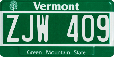 VT license plate ZJW409