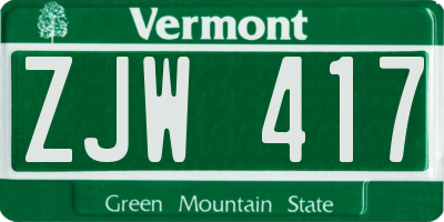 VT license plate ZJW417