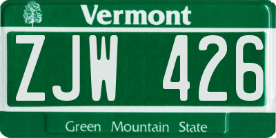 VT license plate ZJW426