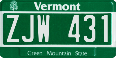 VT license plate ZJW431