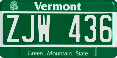 VT license plate ZJW436