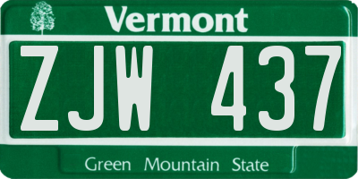 VT license plate ZJW437
