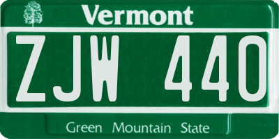 VT license plate ZJW440