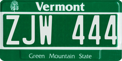 VT license plate ZJW444