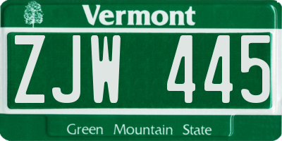 VT license plate ZJW445
