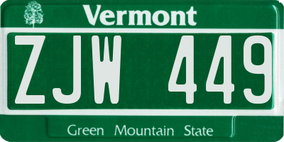 VT license plate ZJW449