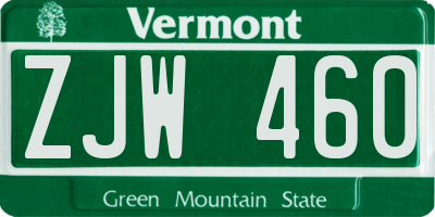 VT license plate ZJW460