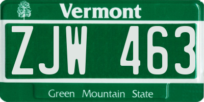 VT license plate ZJW463