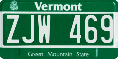 VT license plate ZJW469