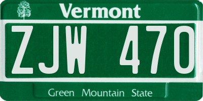 VT license plate ZJW470
