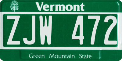 VT license plate ZJW472