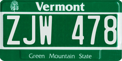 VT license plate ZJW478