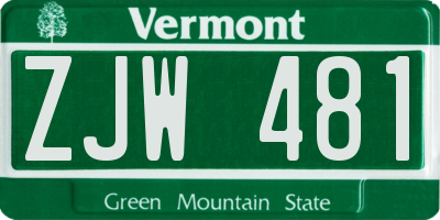 VT license plate ZJW481