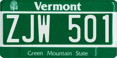 VT license plate ZJW501