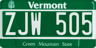 VT license plate ZJW505