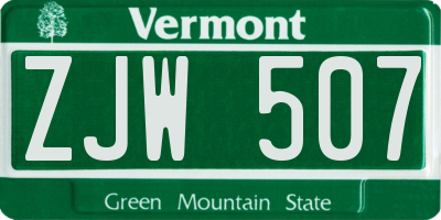 VT license plate ZJW507