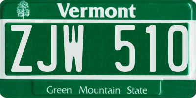 VT license plate ZJW510