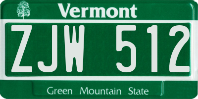 VT license plate ZJW512