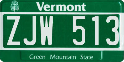 VT license plate ZJW513