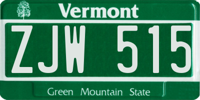 VT license plate ZJW515