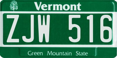 VT license plate ZJW516