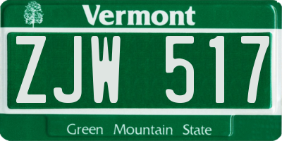 VT license plate ZJW517