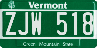 VT license plate ZJW518