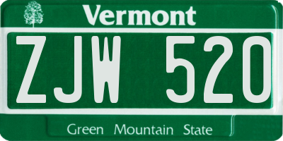 VT license plate ZJW520