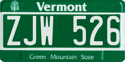 VT license plate ZJW526