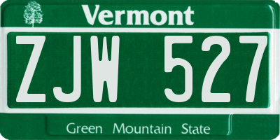 VT license plate ZJW527