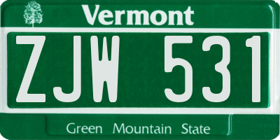 VT license plate ZJW531