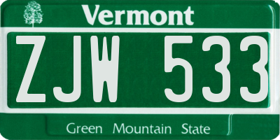 VT license plate ZJW533