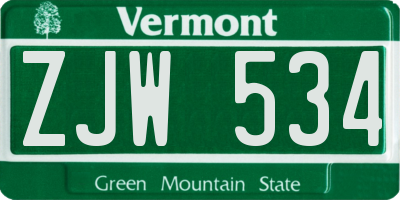 VT license plate ZJW534