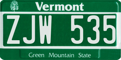 VT license plate ZJW535