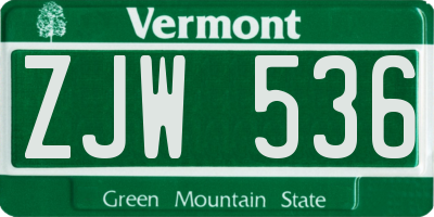 VT license plate ZJW536